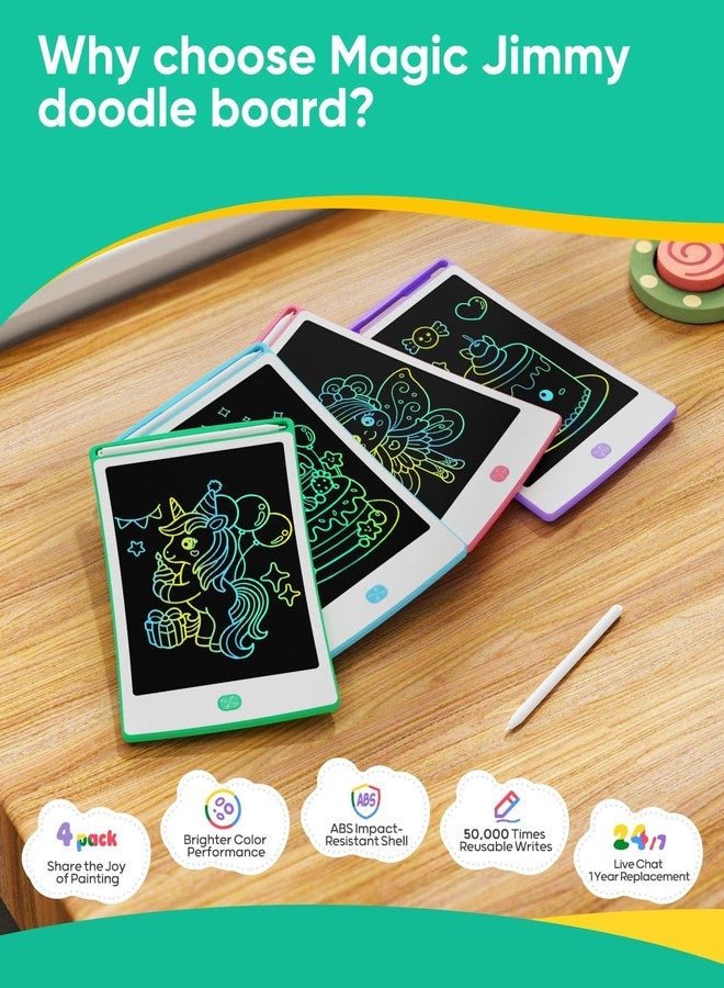 مجموعة ماجيك جيمي المكونة من 4 لوحات كتابة LCD، لوحة رسم ملونة للأطفال الصغار مقاس 8.5 بوصة، لوحة رسم إبداعية، هدية عيد ميلاد رائعة للأولاد والبنات من عمر 3 إلى 6 سنوات - Image 2